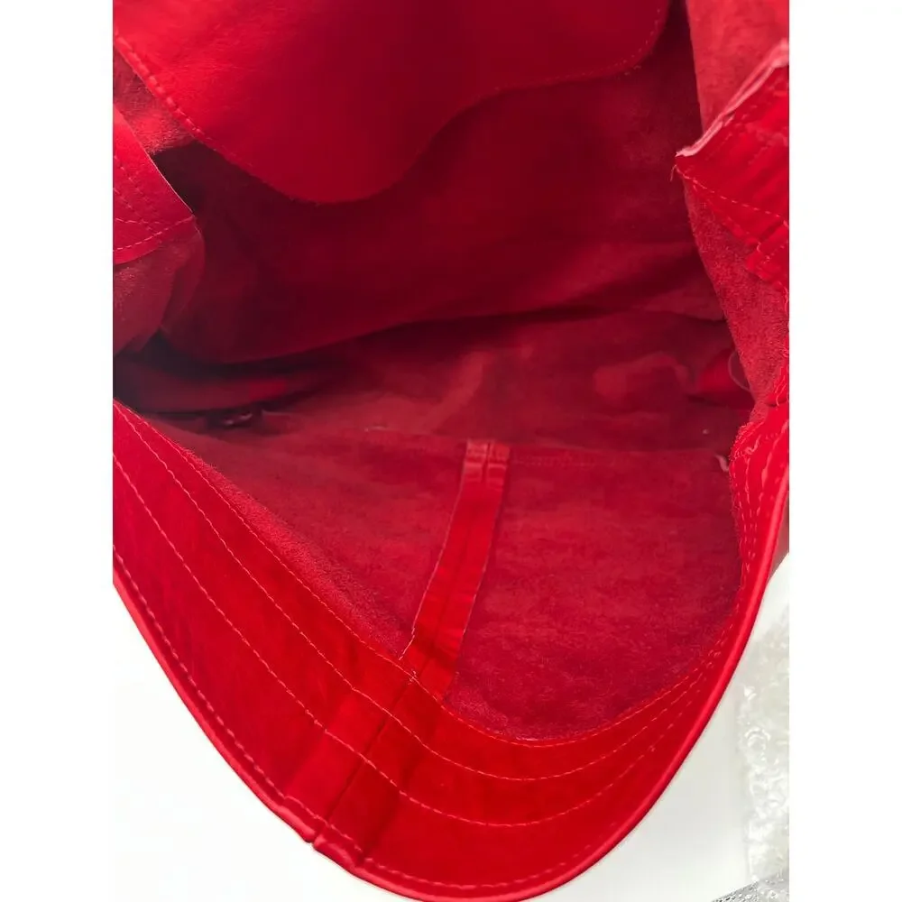 Georgetown Leather Design Red Messenger Foldover Hobo Bag